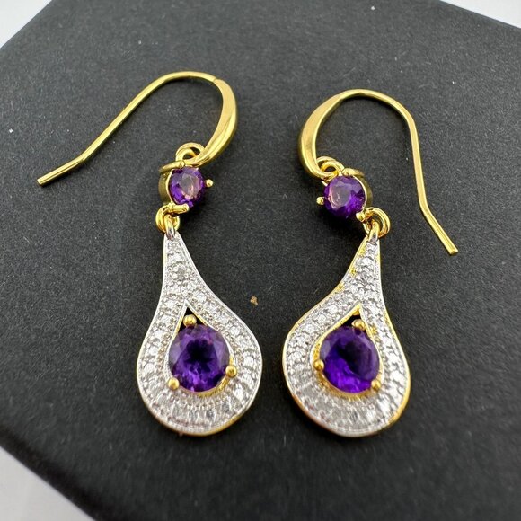 Pretty Teardrop Purple African Amethyst Earrings - Picture 15 of 16